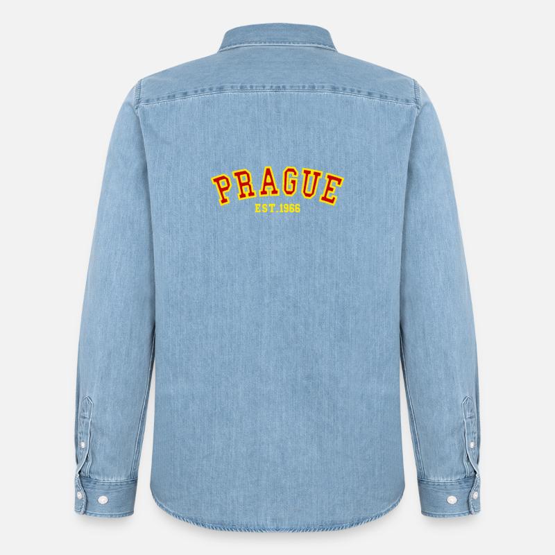 Prag gegründet 1966 - Männer Jeanshemd Organic von Stanley/Stella - verwaschenes Hellblau