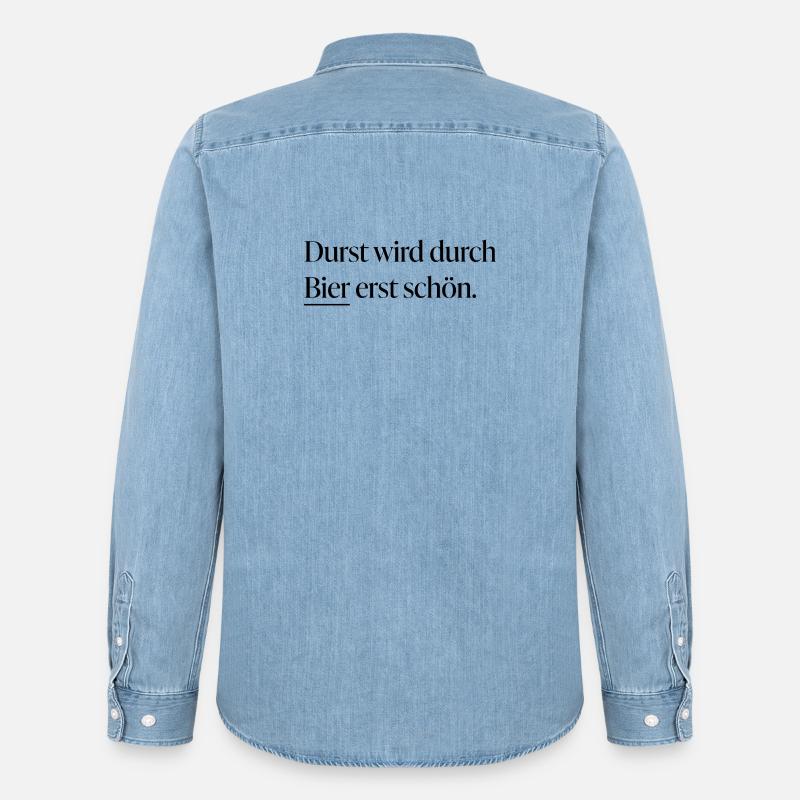 Durst wird durch Bier erst schön - Männer Jeanshemd Organic von Stanley/Stella - verwaschenes Hellblau