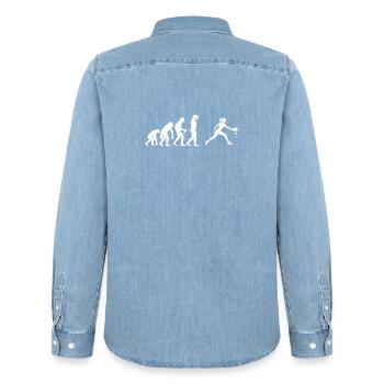 Pickleball Amateur Gift Idea for Pickleball Fan - Men’s Organic Denim Shirt by Stanley/Stella - light wash - Back - AI Model Male 185 light (185cm)