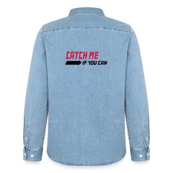 Catch me if you can - Men’s Organic Denim Shirt by Stanley/Stella - light wash - Back - AI Model Male 185 light (185cm)
