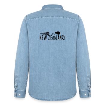 Neuseeland Kiwi Segeln Rugby Maori - Männer Jeanshemd Organic von Stanley/Stella - verwaschenes Hellblau - Hinten - AI Model Male 185 light (185cm)