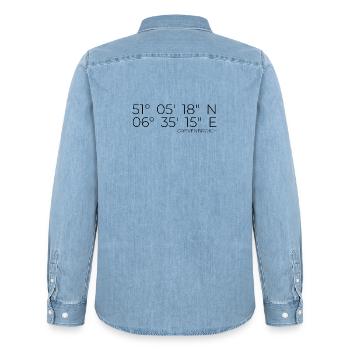 Coordinates Grevenbroich - Men’s Organic Denim Shirt by Stanley/Stella - light wash - Back - AI Model Male 185 light (185cm)