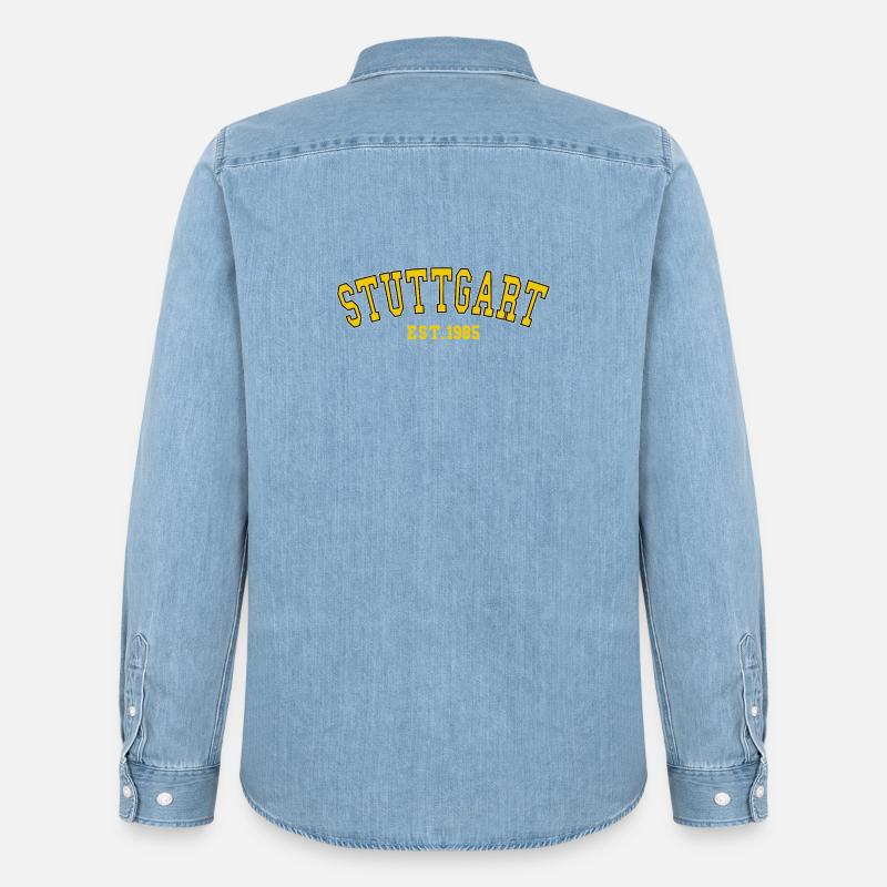 Stuttgart Est. 1985 - Männer Jeanshemd Organic von Stanley/Stella - verwaschenes Hellblau
