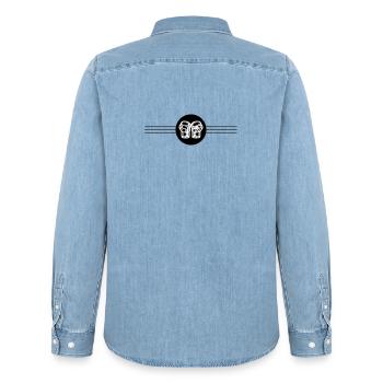 Boxing Gloves Icon - Men’s Organic Denim Shirt by Stanley/Stella - light wash - Back - AI Model Male 185 light (185cm)