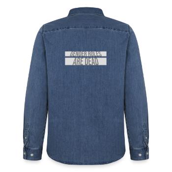Gender Roles Are Dead Statement Freedom Saying - Men’s Organic Denim Shirt by Stanley/Stella - mid washy  - Back - AI Model Male 185 light (185cm)