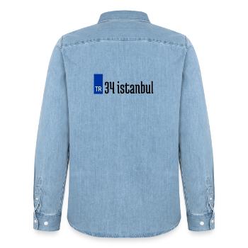 34 İstanbul Plaka Streetwear - Männer Jeanshemd Organic von Stanley/Stella - verwaschenes Hellblau - Hinten - AI Model Male 185 light (185cm)
