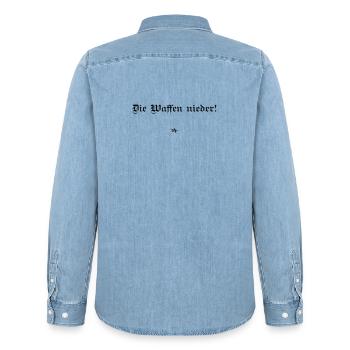 Bertha von Suttner - Die Waffen nieder! - Männer Jeanshemd Organic von Stanley/Stella - verwaschenes Hellblau - Hinten - AI Model Male 185 light (185cm)