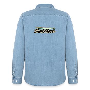 Surf More – Noserider Classic - Männer Jeanshemd Organic von Stanley/Stella - verwaschenes Hellblau - Hinten - AI Model Male 185 light (185cm)