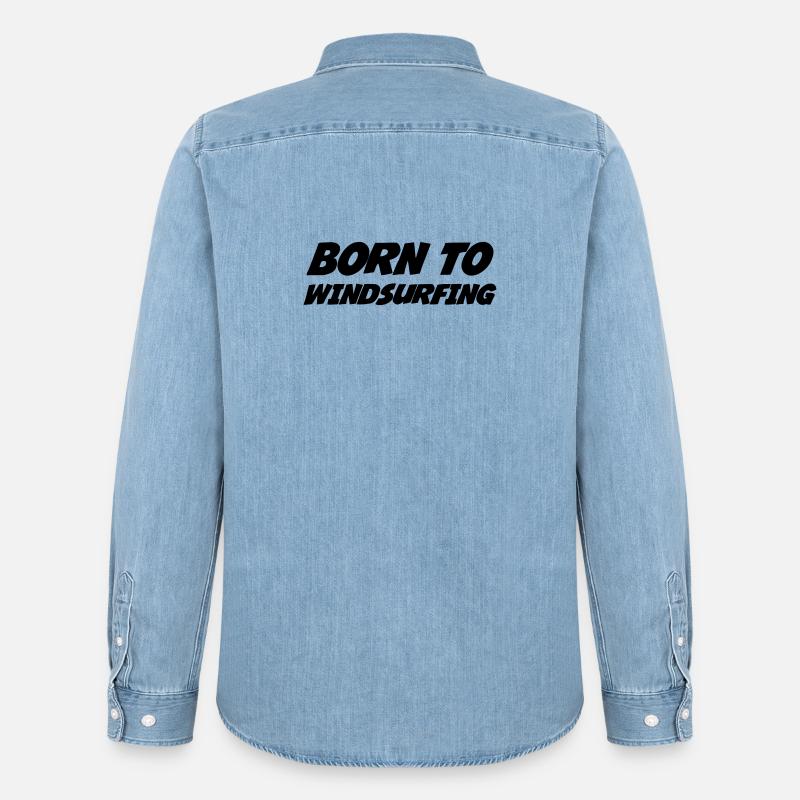 Windsurfen / Windsurfer / Windsurf / Windsurfing - Männer Jeanshemd Organic von Stanley/Stella - verwaschenes Hellblau