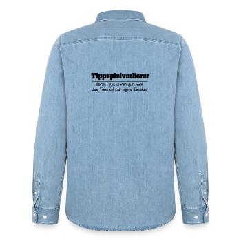 Tippspielverlierer - Meine Tipps waren gut, aber - Männer Jeanshemd Organic von Stanley/Stella - verwaschenes Hellblau - Hinten - AI Model Male 185 light (185cm)