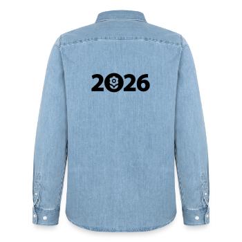 Jardinier 2026, Jardin 2026, Fleuriste 2026 - Chemise en denim homme bio Stanley/Stella - bleu clair délavé - Dos - AI Model Male 185 light (185cm)