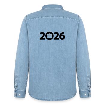 Chef 2026, Chef 2026, Restaurateur 2026 - Chemise en denim homme bio Stanley/Stella - bleu clair délavé - Dos - AI Model Male 185 light (185cm)