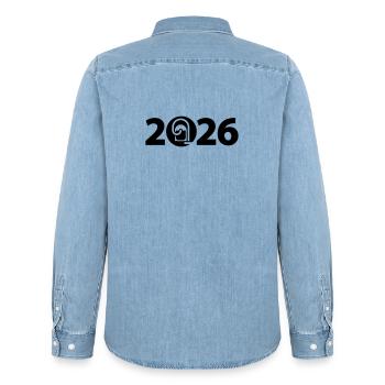 Nettoyage de printemps 2026, Nettoyage de printemps 2026 - Chemise en denim homme bio Stanley/Stella - bleu clair délavé - Dos - AI Model Male 185 light (185cm)