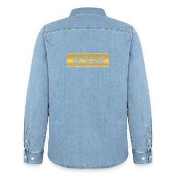 Jahr 1951 - Männer Jeanshemd Organic von Stanley/Stella - verwaschenes Hellblau - Hinten - AI Model Male 185 light (185cm)