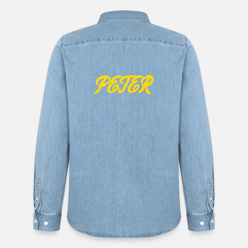 gel er text peter - Männer Jeanshemd Organic von Stanley/Stella - verwaschenes Hellblau