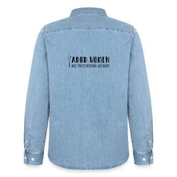 ADHD Women – are multitasking wizards - Männer Jeanshemd Organic von Stanley/Stella - verwaschenes Hellblau - Hinten - AI Model Male 185 light (185cm)