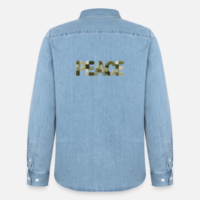 Modern Patchwork Peace Style Sticker - Männer Jeanshemd Organic von Stanley/Stella - verwaschenes Hellblau