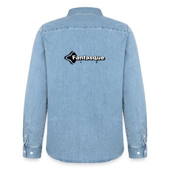 Verspieltes Schwarz-Weiß - Männer Jeanshemd Organic von Stanley/Stella - verwaschenes Hellblau - Hinten - AI Model Male 185 light (185cm)
