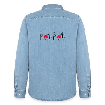 Father's Day Dad Love with Tender Hearts Dad - Men’s Organic Denim Shirt by Stanley/Stella - light wash - Back - AI Model Male 185 light (185cm)