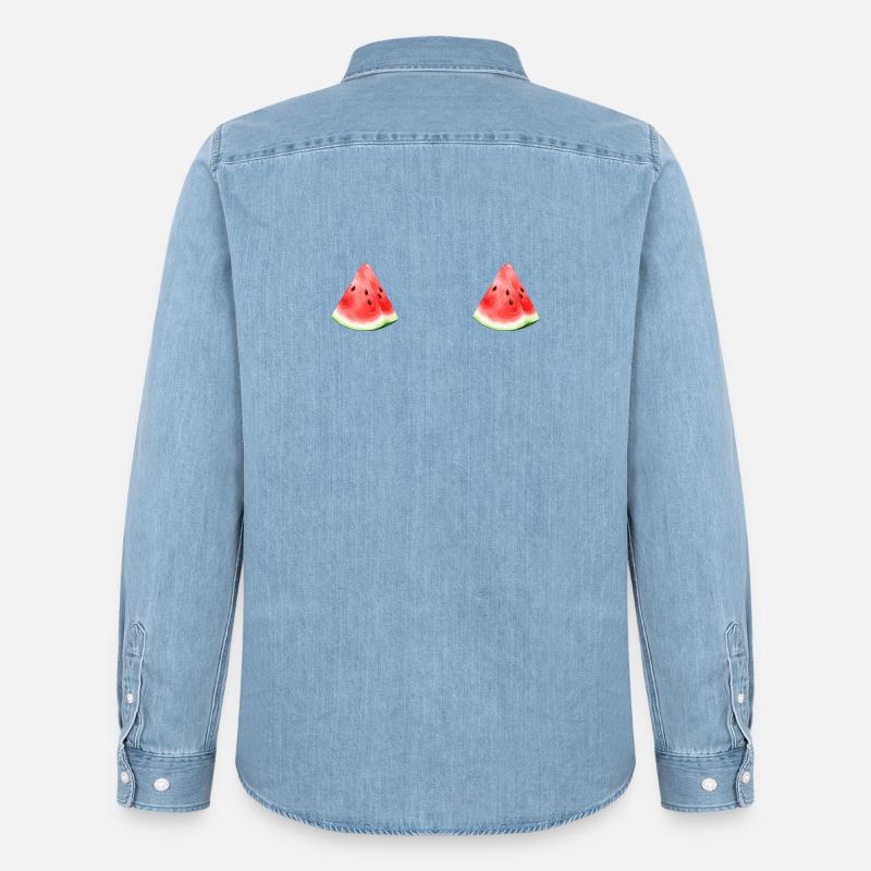Wassermelone Wassermelone - Männer Jeanshemd Organic von Stanley/Stella - verwaschenes Hellblau