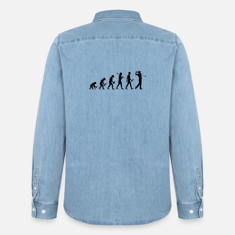 Evolution Golfspieler Golf - Männer Jeanshemd Organic von Stanley/Stella - verwaschenes Hellblau