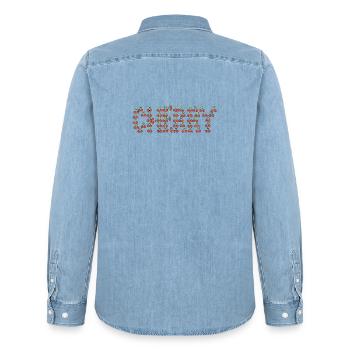 Kirschtypografie - Männer Jeanshemd Organic von Stanley/Stella - verwaschenes Hellblau - Hinten - AI Model Male 185 light (185cm)