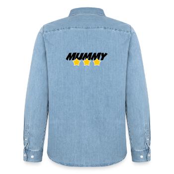 Mama des Jahres - Muttertag - Männer Jeanshemd Organic von Stanley/Stella - verwaschenes Hellblau - Hinten - AI Model Male 185 light (185cm)