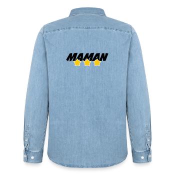 Maman d'Amour - Muttertag - Männer Jeanshemd Organic von Stanley/Stella - verwaschenes Hellblau - Hinten - AI Model Male 185 light (185cm)
