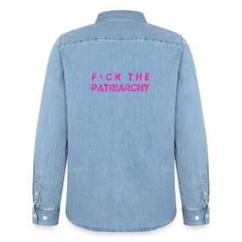 Fuck The Patriarchy - feministisches Design queer  - Männer Jeanshemd Organic von Stanley/Stella - verwaschenes Hellblau - Hinten - AI Model Male 185 light (185cm)