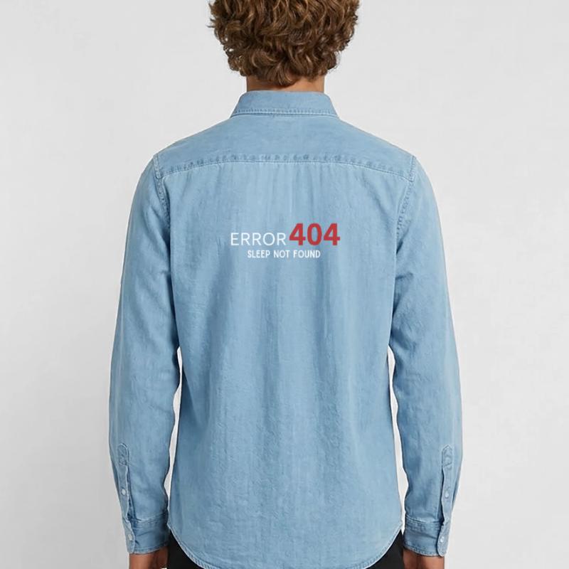 Error 404 Sleep Not Found – Pattern for Developers Men’s Organic Denim Shirt by Stanley/Stella