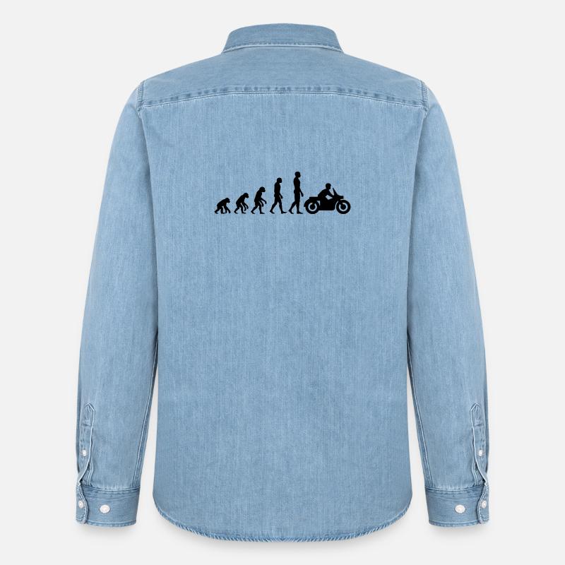 EVOLUTION: VOM AFFEN ZUM MOTORRADFAHRER! - Männer Jeanshemd Organic von Stanley/Stella - verwaschenes Hellblau