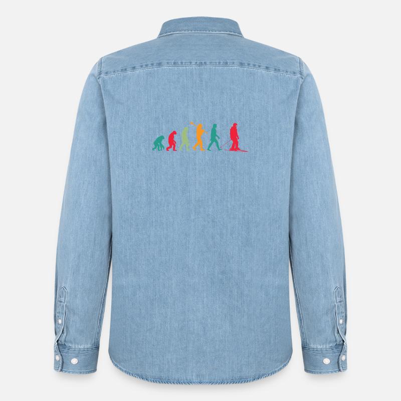 Evolution Ski - Männer Jeanshemd Organic von Stanley/Stella - verwaschenes Hellblau