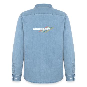 Augenarzt - Männer Jeanshemd Organic von Stanley/Stella - verwaschenes Hellblau - Hinten - AI Model Male 185 light (185cm)