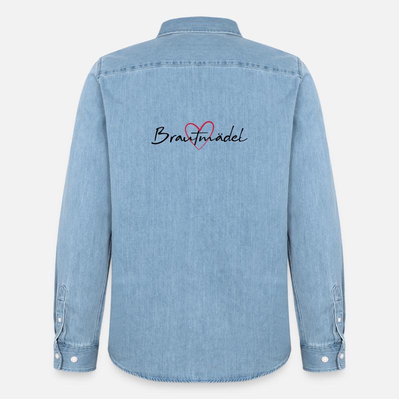 Brautmädel Herz Junggesellinnenabschied - Männer Jeanshemd Organic von Stanley/Stella - verwaschenes Hellblau