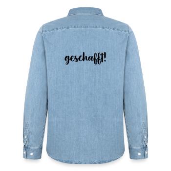 geschafft Ziel erreicht Geschenkidee Prfung Abi - Männer Jeanshemd Organic von Stanley/Stella - verwaschenes Hellblau - Hinten - AI Model Male 185 light (185cm)