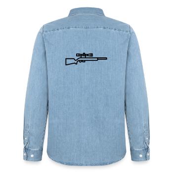 sniper - Men’s Organic Denim Shirt by Stanley/Stella - light wash - Back - AI Model Male 185 light (185cm)
