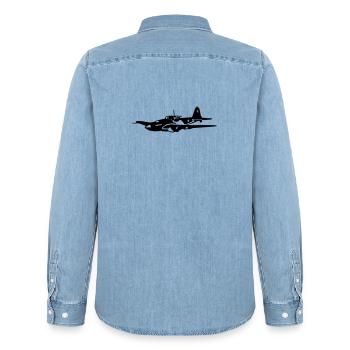 IL-2 - Men’s Organic Denim Shirt by Stanley/Stella - light wash - Back - AI Model Male 185 light (185cm)