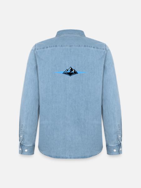 Mountains icon line - Men’s Organic Denim Shirt by Stanley/Stella - light wash