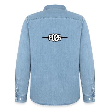 Année 2026 - Chemise en denim homme bio Stanley/Stella - bleu clair délavé - Dos - AI Model Male 185 light (185cm)