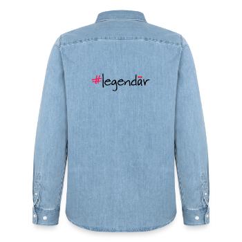 Legendary Hashtag Saying Shirt - Men’s Organic Denim Shirt by Stanley/Stella - light wash - Back - AI Model Male 185 light (185cm)