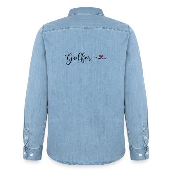 Golfer - Männer Jeanshemd Organic von Stanley/Stella - verwaschenes Hellblau - Hinten - AI Model Male 185 light (185cm)