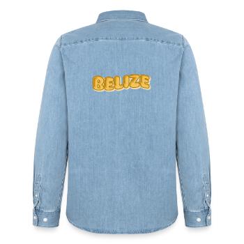 Comic Belize - Männer Jeanshemd Organic von Stanley/Stella - verwaschenes Hellblau - Hinten - AI Model Male 185 light (185cm)