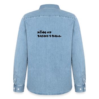 Basketball - Basket Ball - Game - Sport - Player - Men’s Organic Denim Shirt by Stanley/Stella - light wash - Back - AI Model Male 185 light (185cm)