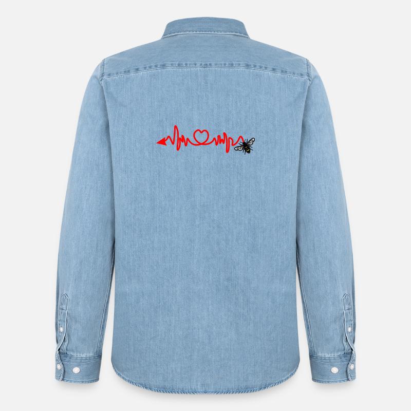 Cardio-Herzfrequenz, Biene mit Stachel oder Pfeil - Männer Jeanshemd Organic von Stanley/Stella - verwaschenes Hellblau