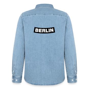 Berlin Chapter Element (JGA MC-Rocker-Design) - Männer Jeanshemd Organic von Stanley/Stella - verwaschenes Hellblau - Hinten - AI Model Male 185 light (185cm)