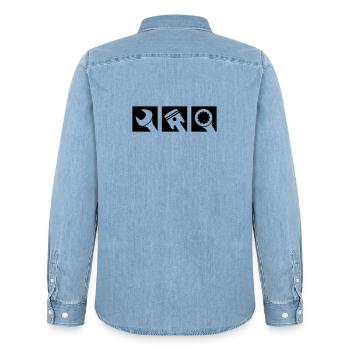Logo du piston et de la clé - Chemise en denim homme bio Stanley/Stella - bleu clair délavé - Dos - AI Model Male 185 light (185cm)