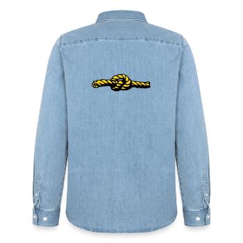 Knoten - Männer Jeanshemd Organic von Stanley/Stella - verwaschenes Hellblau - Hinten - AI Model Male 185 light (185cm)