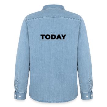 Not Today – Attitude minimaliste - Chemise en denim homme bio Stanley/Stella - bleu clair délavé - Dos - AI Model Male 185 light (185cm)