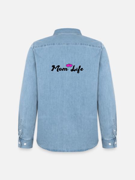 mom_life_heart - Chemise en denim homme bio Stanley/Stella - bleu clair délavé