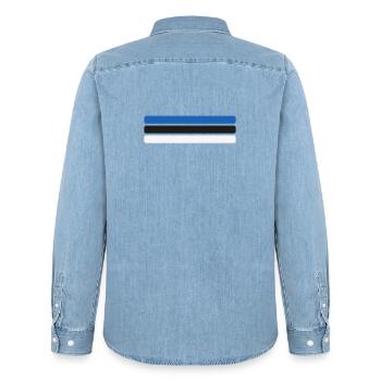 Estland Flagge Minimal - Fahne Fan Streifen Design - Männer Jeanshemd Organic von Stanley/Stella - verwaschenes Hellblau - Hinten - AI Model Male 185 light (185cm)